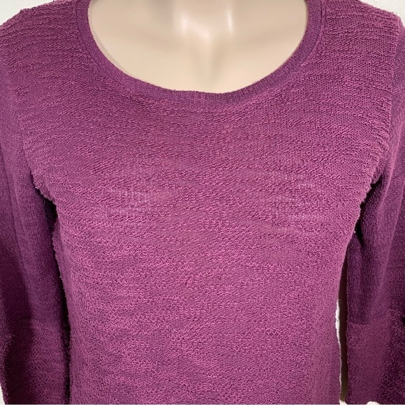 Large Laila Jayde Purple Burgundy Long Sleeve Sweater Pullover Stretch 12 14 - Picture 2 of 6